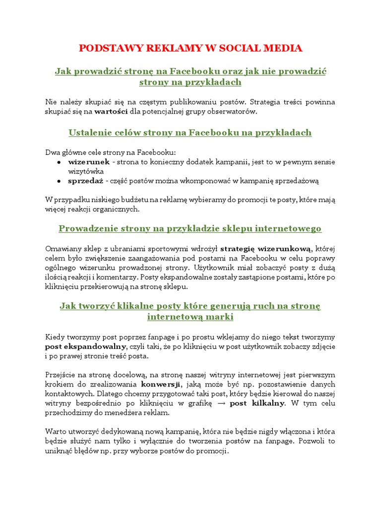 Podstawy Reklamy W Social Media | PDF