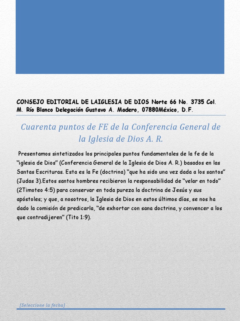 40 Puntos de Fe de la Iglesia de Dios | PDF