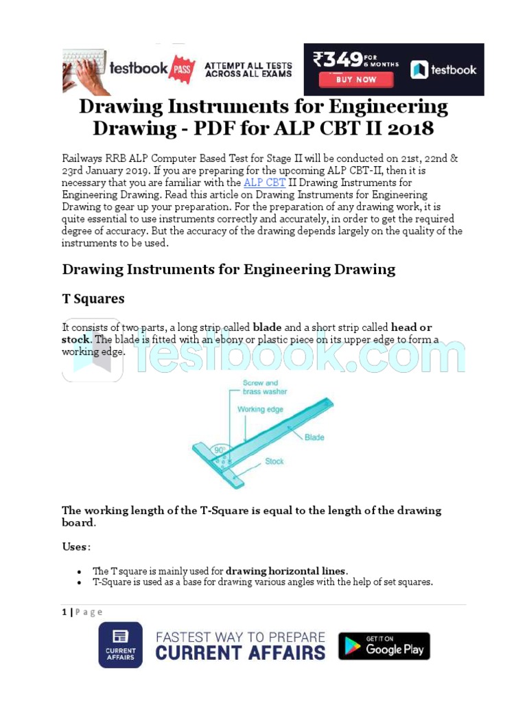 Drawing Instruments For Engineering Drawing PDF For Alp CBT II 2018 ...