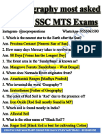 100 Geography PYQs of SSC MTS