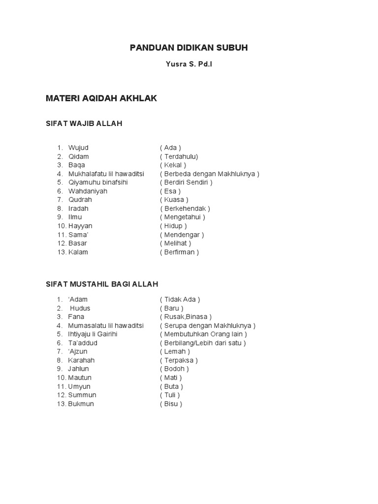 Panduan Didikan Subuh | PDF