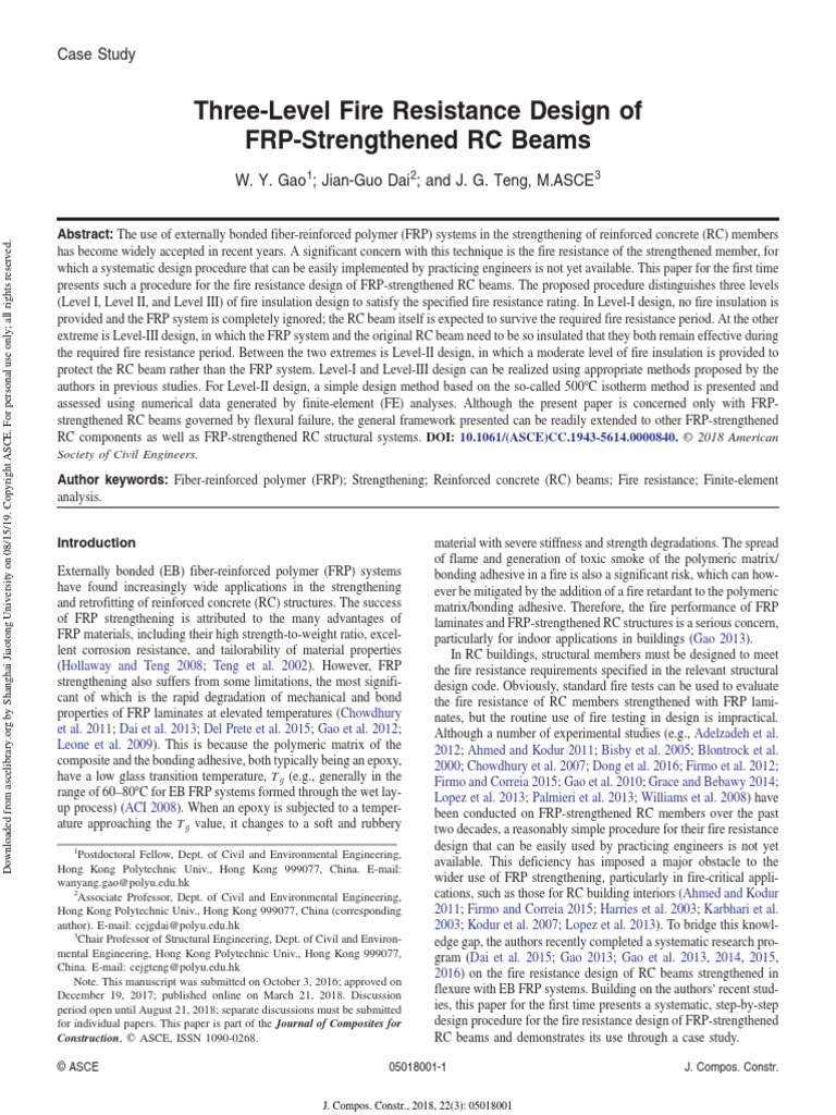 Three level fire resistance design offrp strengthened rc beams pdf