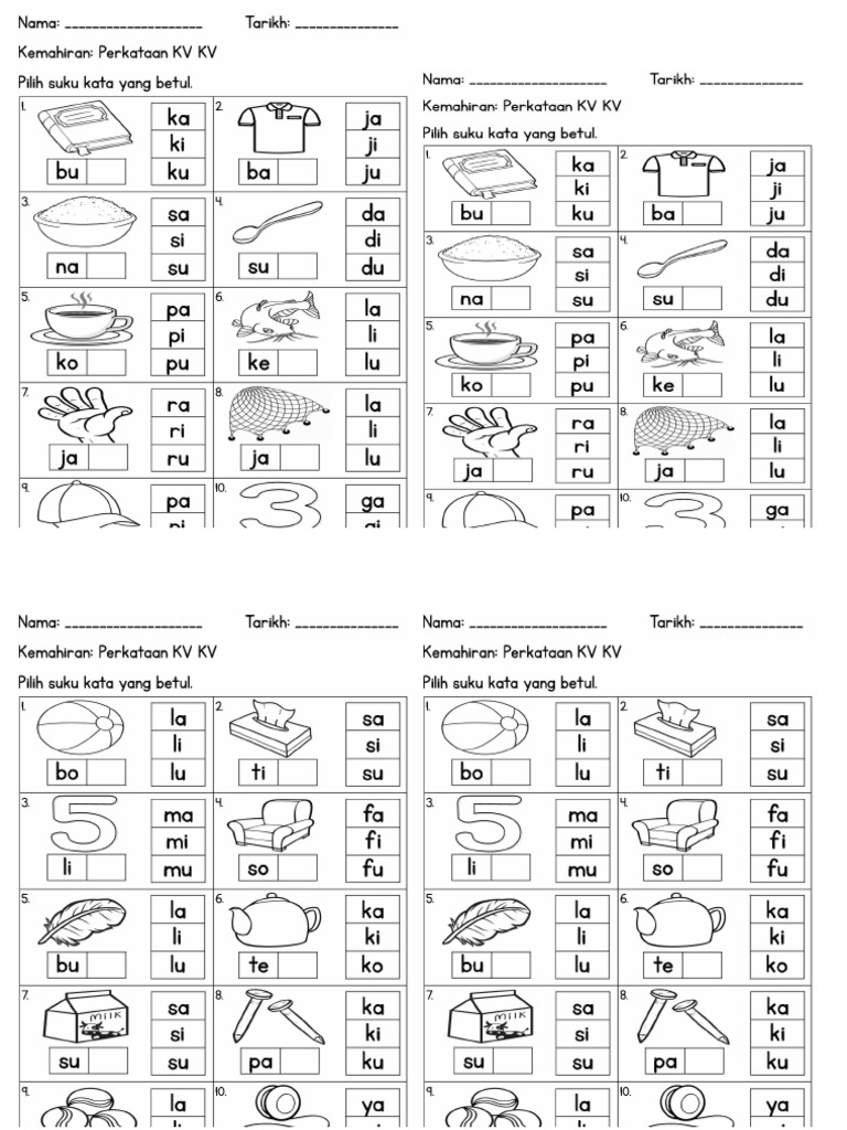 Lembaran Kerja Suku Kata 2 | PDF