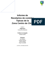 Informe de Recetarios de Recetas Típicas de La Zona Centro de Chile - Teoria de Los Alimentos - 4° C