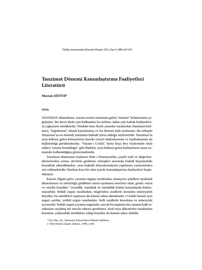 Tanzimat Donemi Kanunlastirma Faaliyetle | PDF