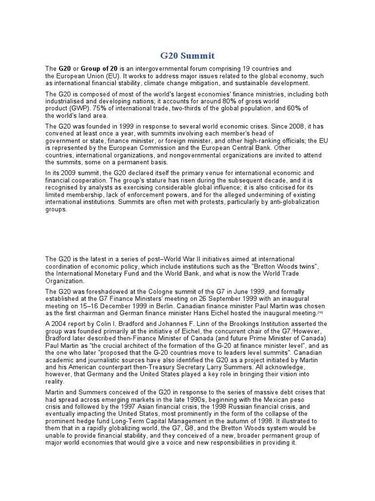 G20 Summit PDF Economies World Economy