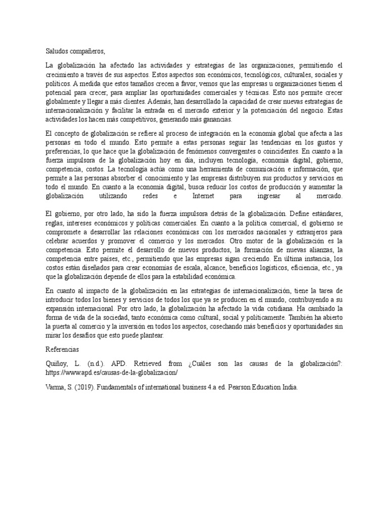 Impacto de la Globalización en Negocios | PDF | Globalización | Mercado ...