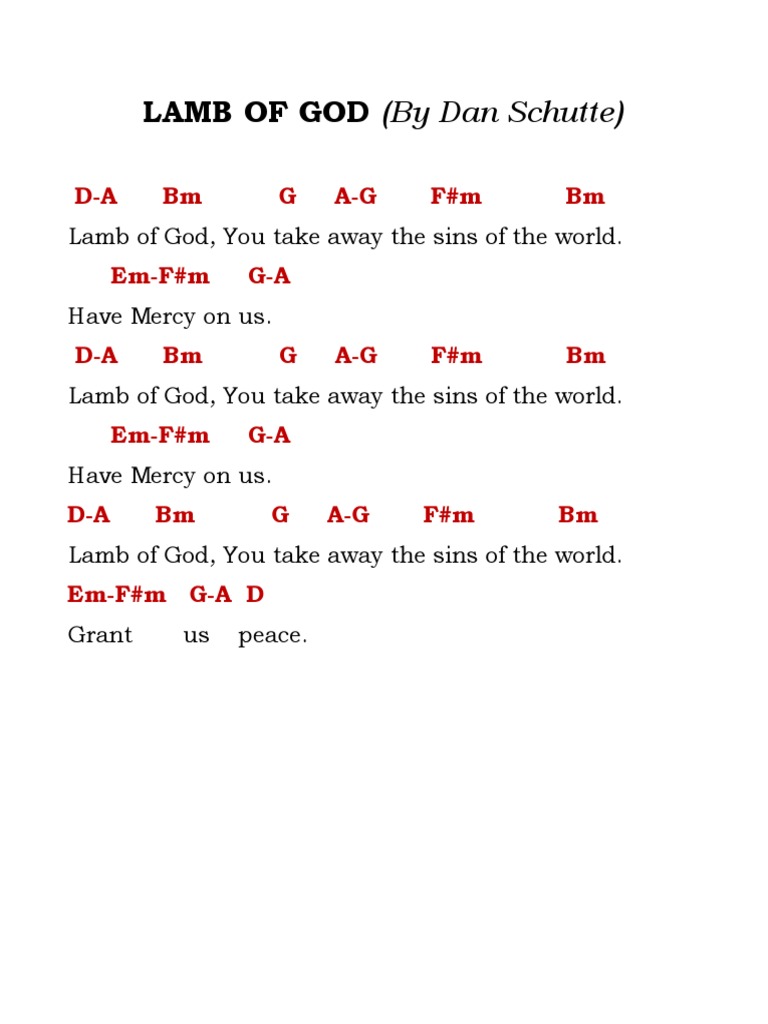 Lamb of God (Dan Schutte) PDF