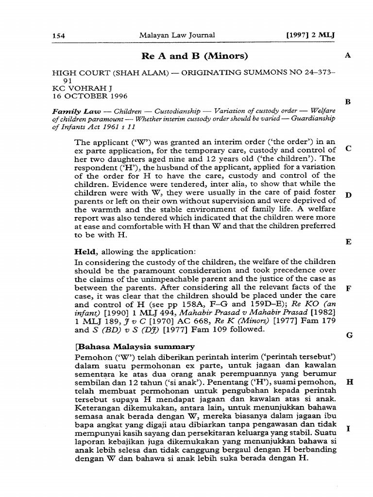 Re A and B (Minors) | PDF