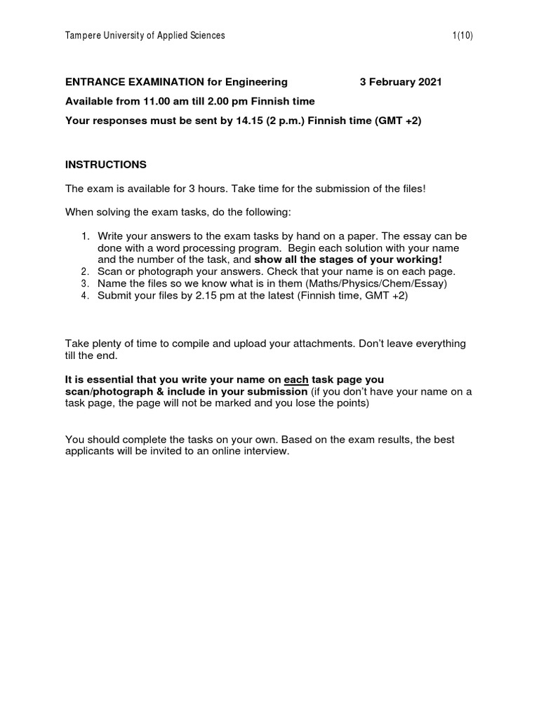 Ead6958bEntrance Exam 2021 Software Engineering 0302 PDF