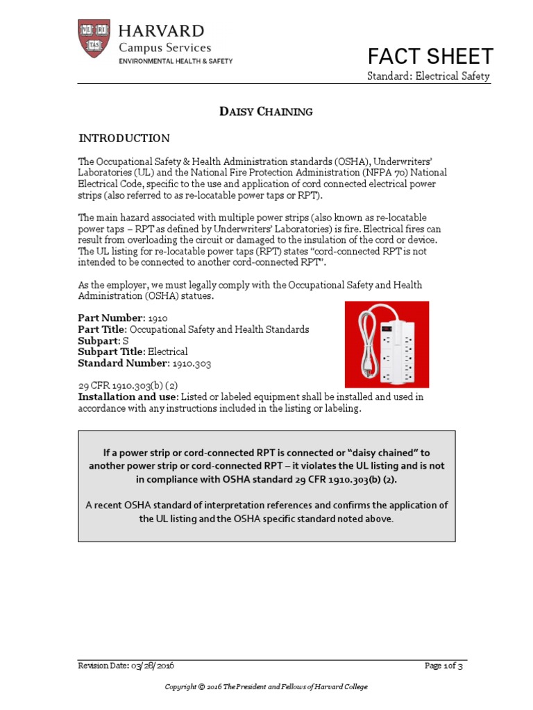 Daisy Chaining Fact Sheet Download Free PDF Occupational Safety And