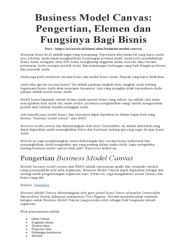 Business Model Canvas & Batam PDF