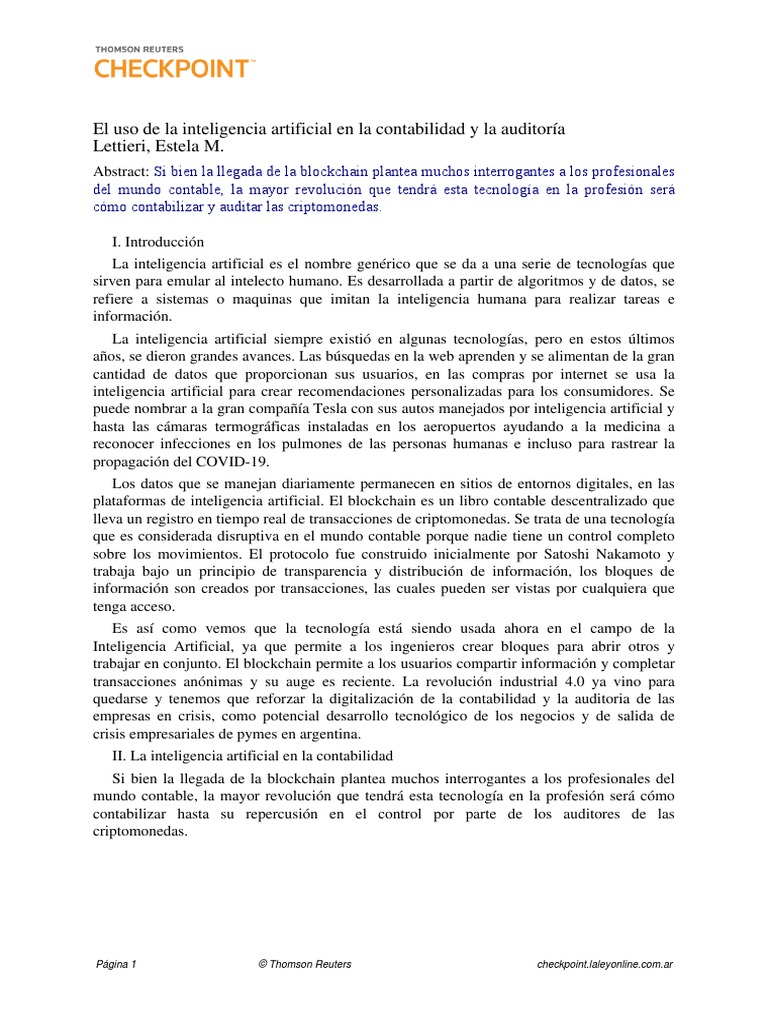 El Uso De La Inteligencia Artificial En La Contabilidad Y La Auditoria