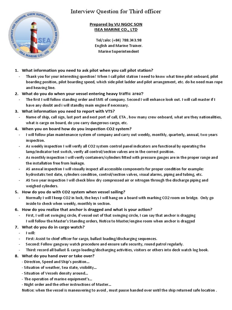 Third Officer Interview Guide | PDF | Shipping