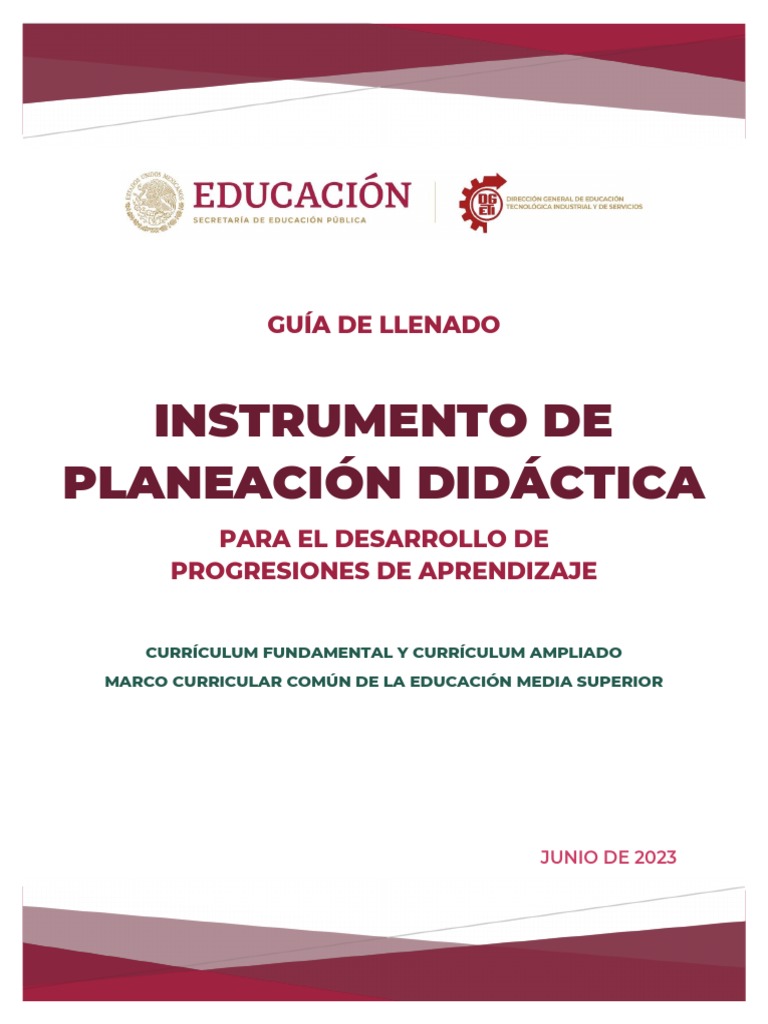 Guía de Llenado Del Instrumento de Planeación Didáctica | PDF | Plan de ...