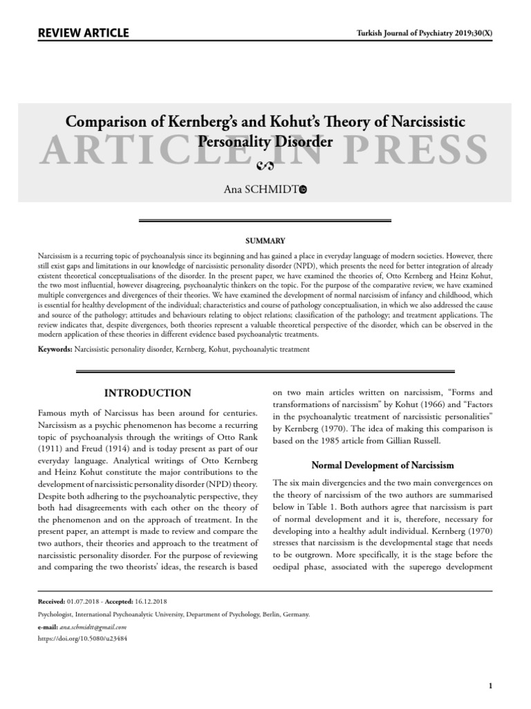 Kernberg vs. Kohut on Narcissism Theory | PDF | Id | Psychoanalysis