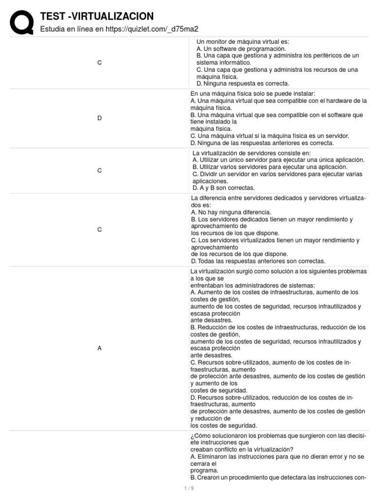 Test de Virtualización y Cloud Computing | PDF