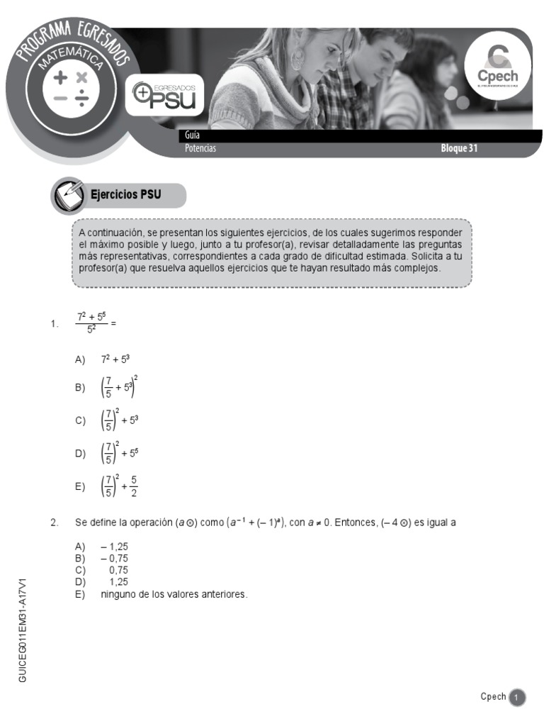 Guía Potencias Unlocked Pdf Multiplicación Sustracción