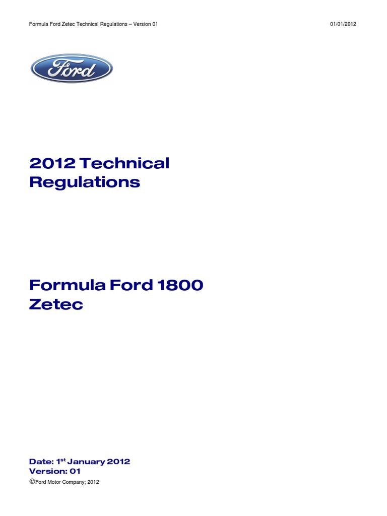 2012 Zetec ff1800 Tech Regulations | PDF | Technology & Engineering