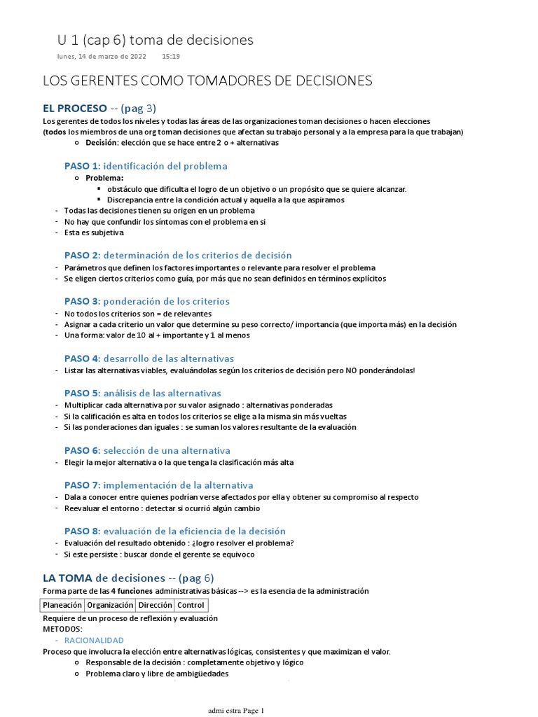 Proceso de Toma de Decisiones en Gerentes | PDF