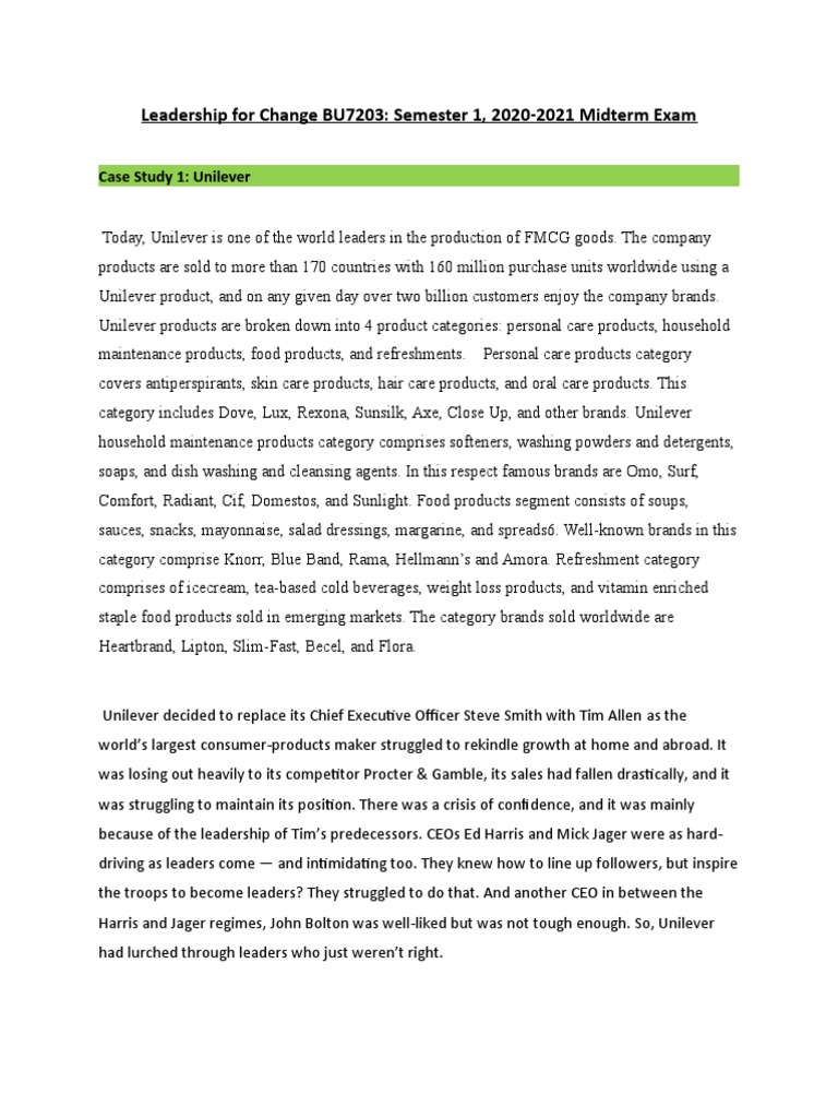 Unilever's Leadership Vision Under Tim Allen | PDF | Unilever | Brand