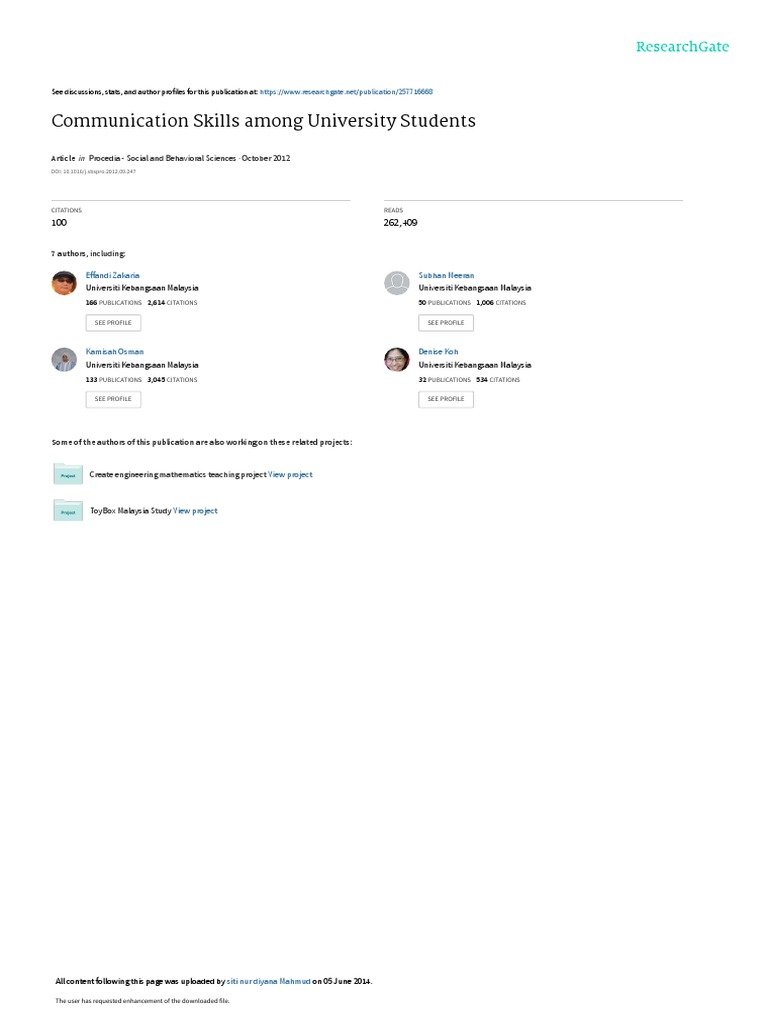 Communication Skills Among University Students Pdf
