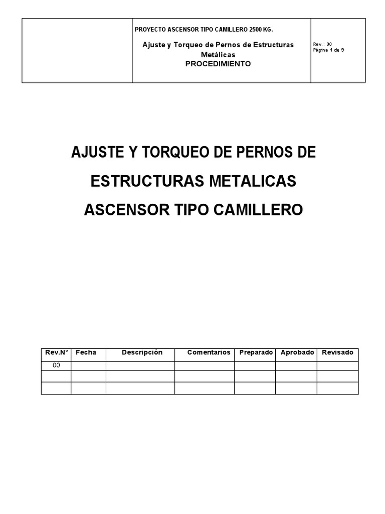 Ajuste y Torqueo de Pernos Metálicos | PDF | Tornillo | Tuerca (Hardware)