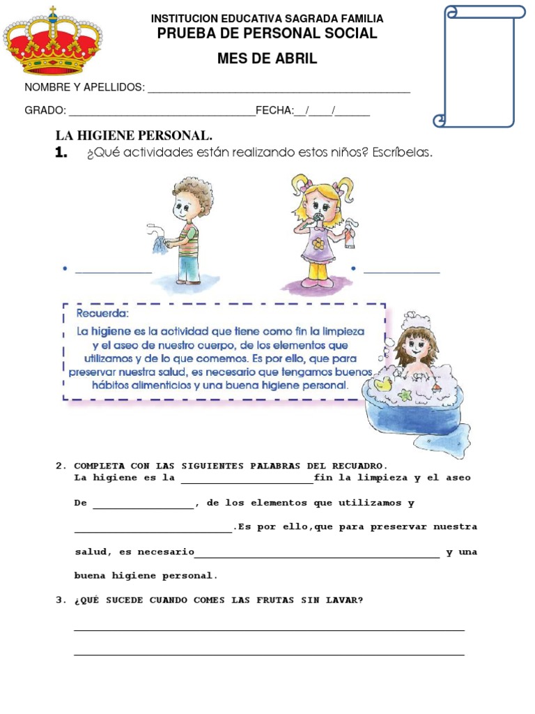 Examen de Personal Social 2021 Mes Abril | PDF