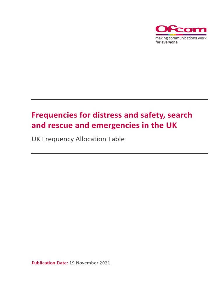 Frequencies Distress Safety PDF Search And Rescue Emergency Services
