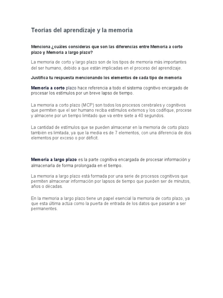 Foro - 3 - Teorías Del Aprendizaje y La Memoria | PDF