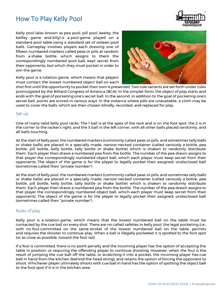 How To Play Kelly Pool PDF Pool (Cue Sports) Sports