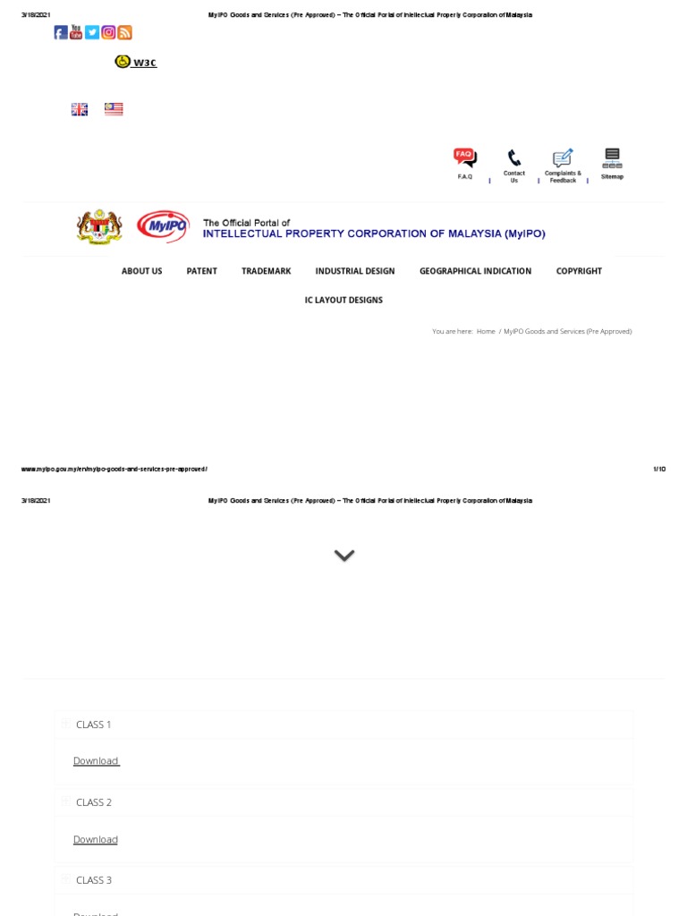 MyIPO Goods and Services Pre Approved | PDF