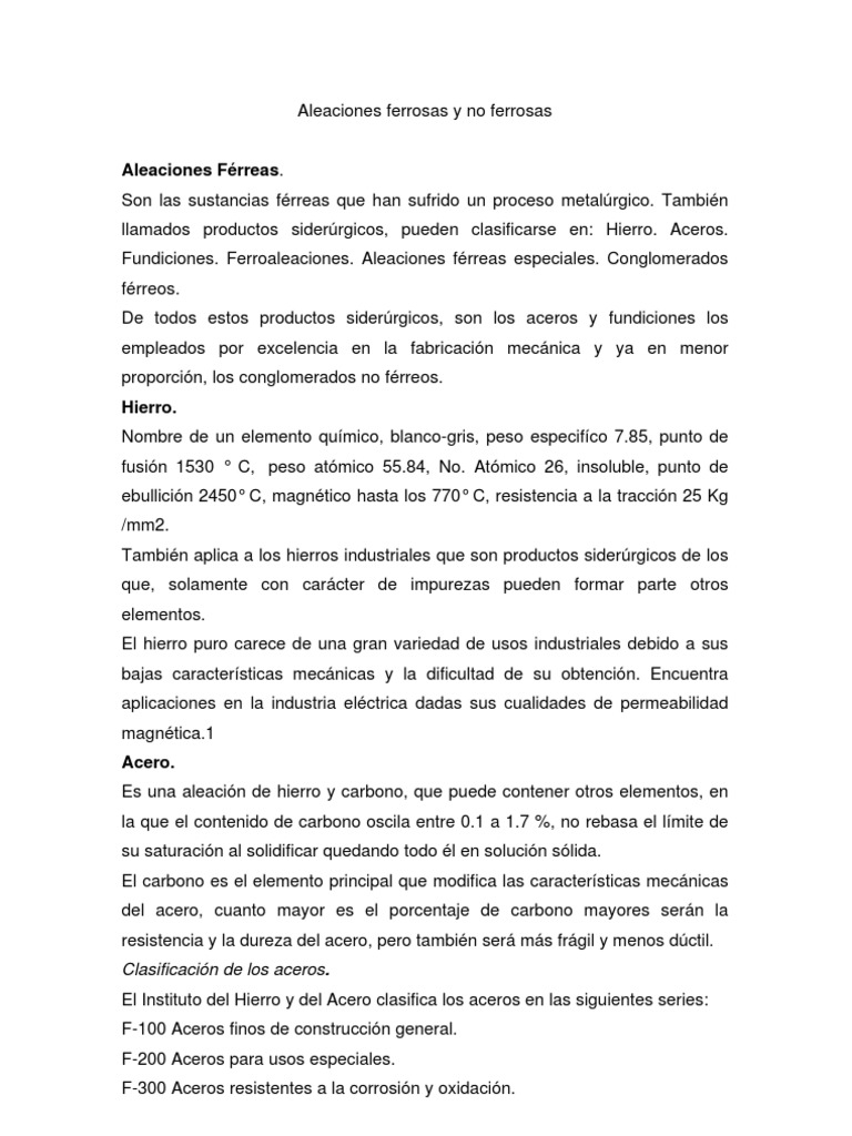 Aleaciones Ferrosas y No Ferrosas | PDF | Aluminio | Cobre