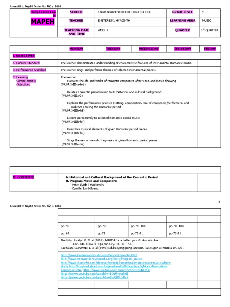 Mapeh Grade 9 Dll Pdf