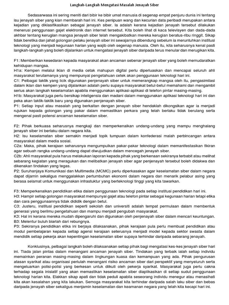 Langkah Langkah Mengatasi Masalah Jenayah Siber Pdf