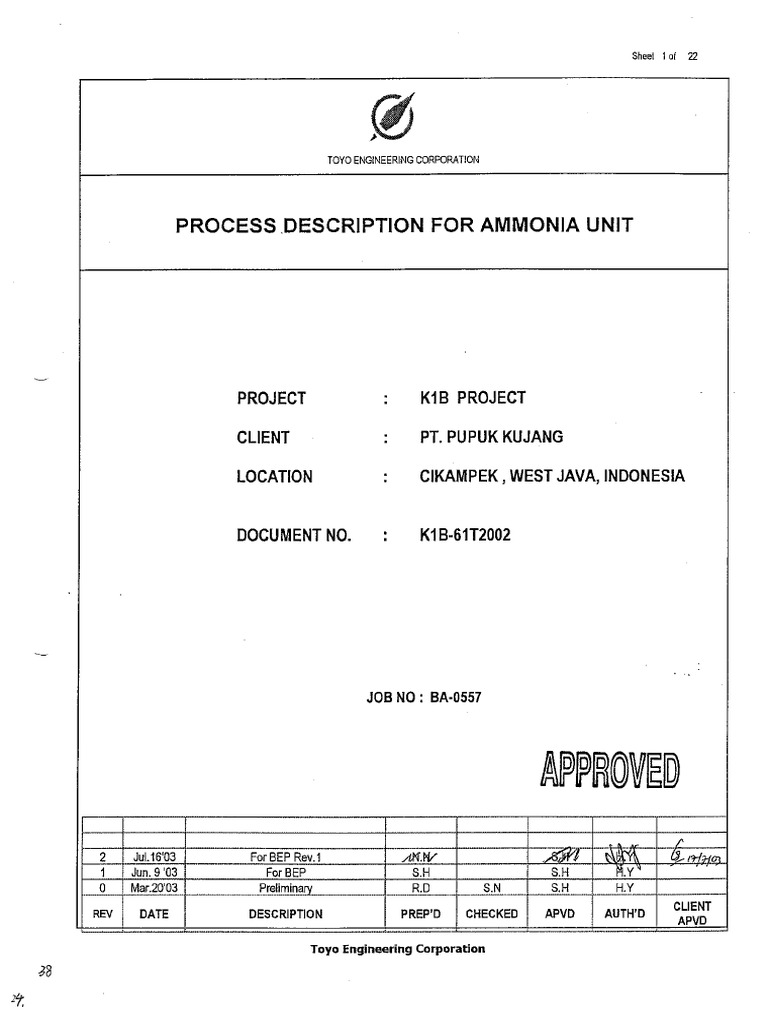 K1B-61T2002 - R2 Process Description NH3 1B | PDF