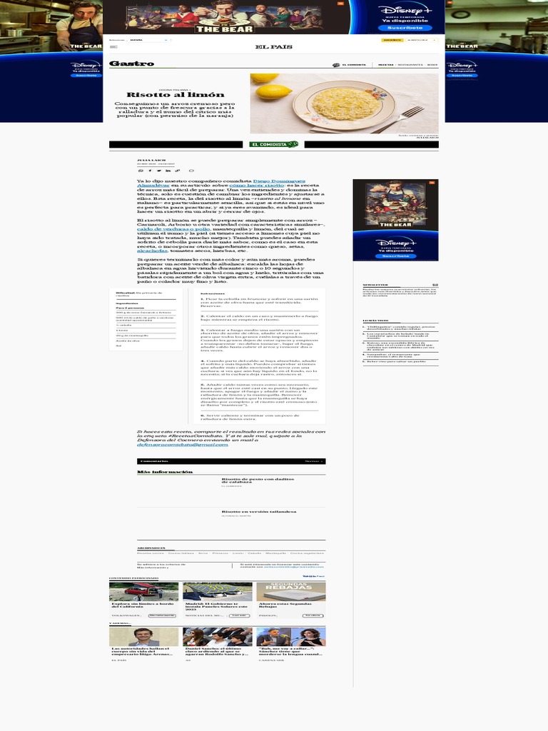 Risotto al limón Recetas Gastronomía EL PAÍS PDF Cocina