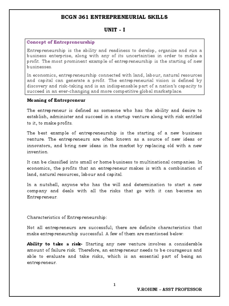 Entrepreneurial Skills Notes Pdf Entrepreneurship Social