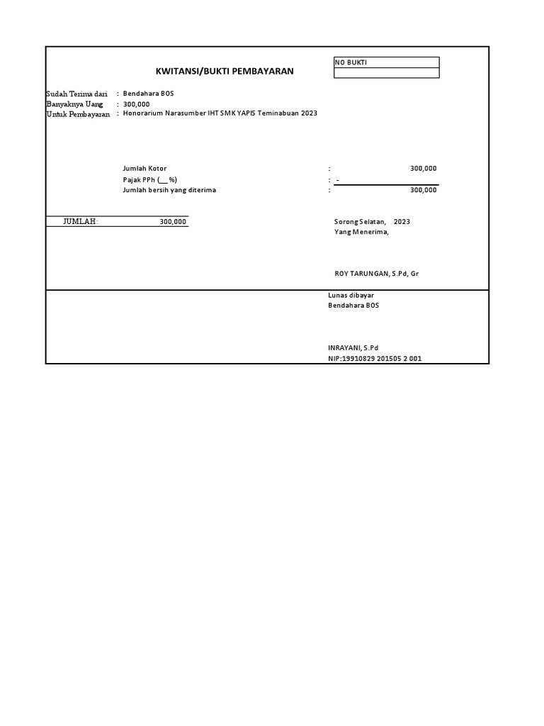 Template Contoh Kwitansi DIKTI | PDF