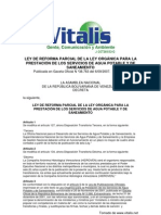Ley Orgánica para La Prestación de Los Servicios de Agua Potable y Saneamiento