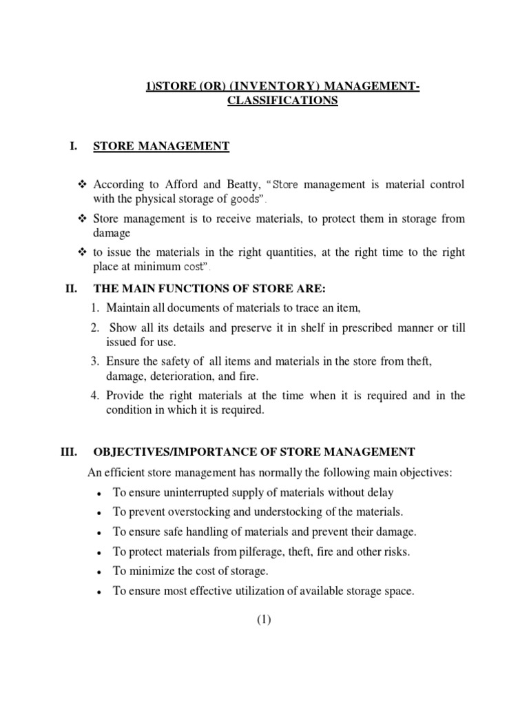 1) Store Management PDF