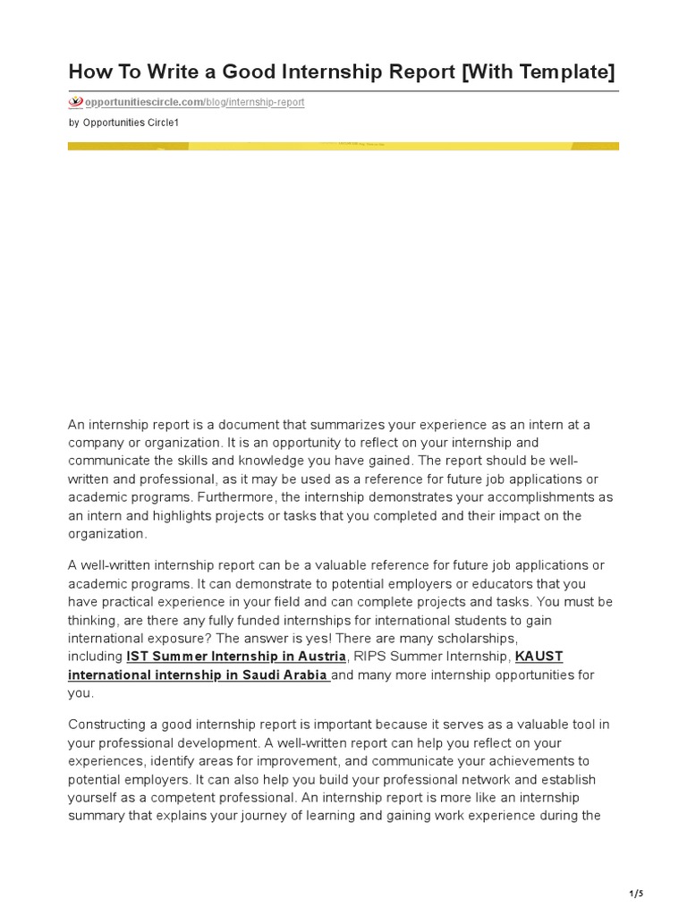 How To Write An Internship Report – HYRIL