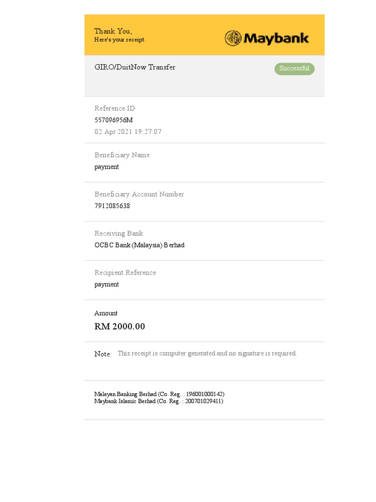 Maybank Receipt PDF