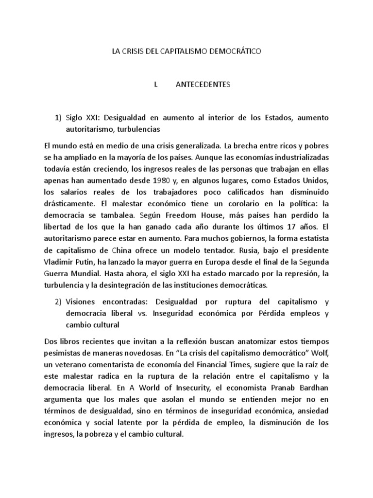 La Crisis Del Capitalismo Democratico Pdf