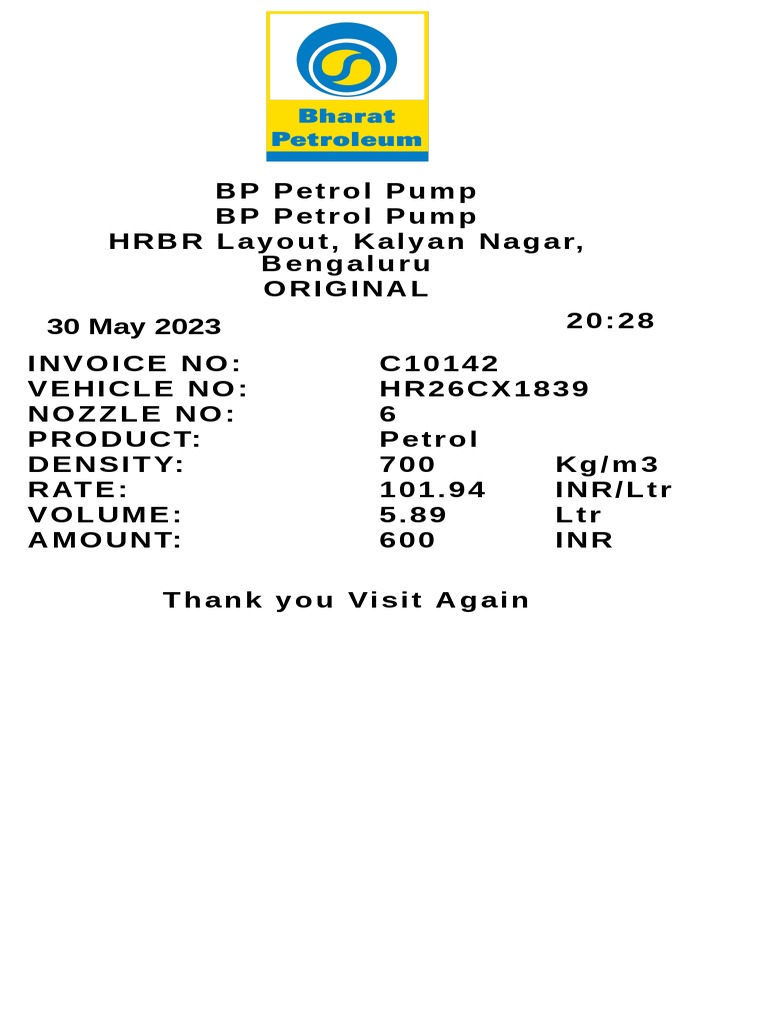 Fuel Bill Template 2-1 | PDF
