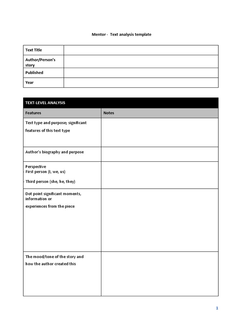 Text Analysis Template Guide | PDF