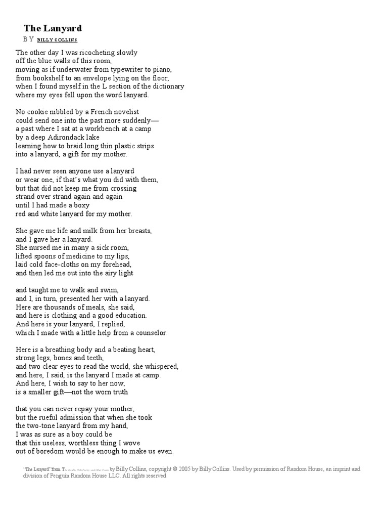 The Lanyard Billy Collins PDF