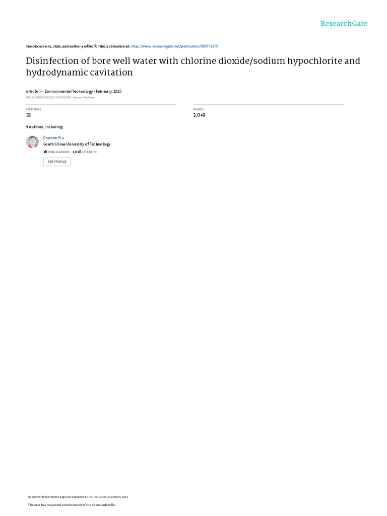 Borewell Chlorination Treatment PDF Chlorine Disinfectant