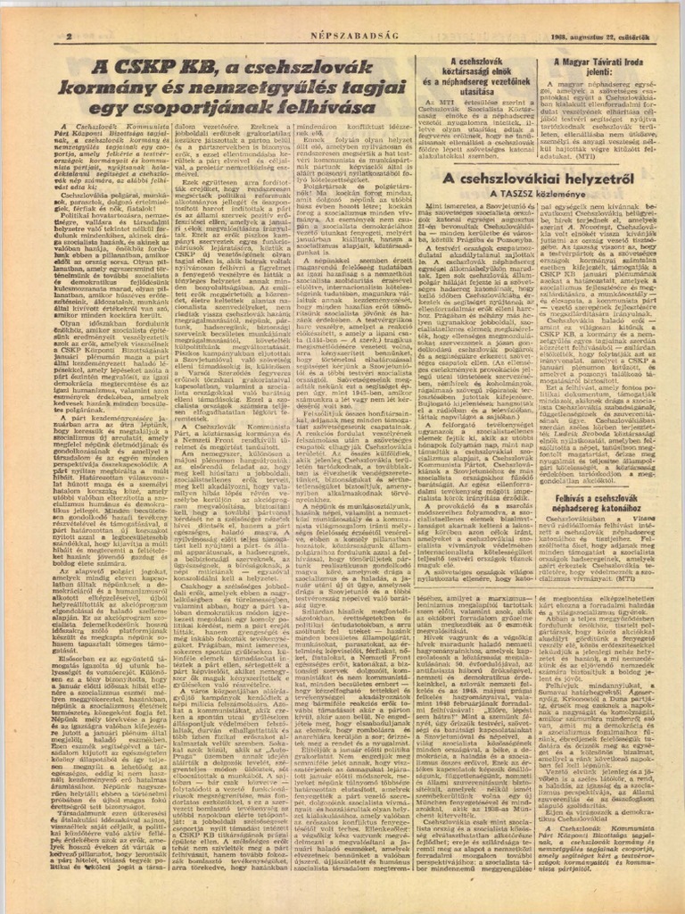 Népszabadság, 1968. Augusztus 22. PDF