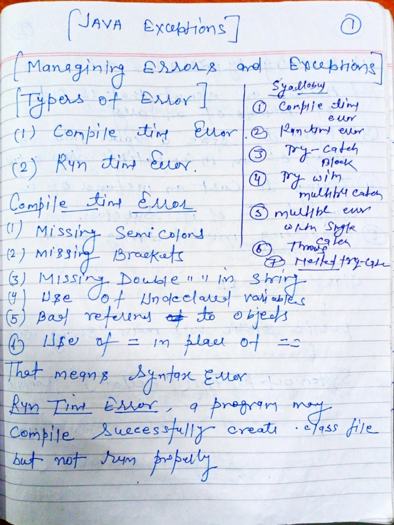 Java exceptional handling pdf